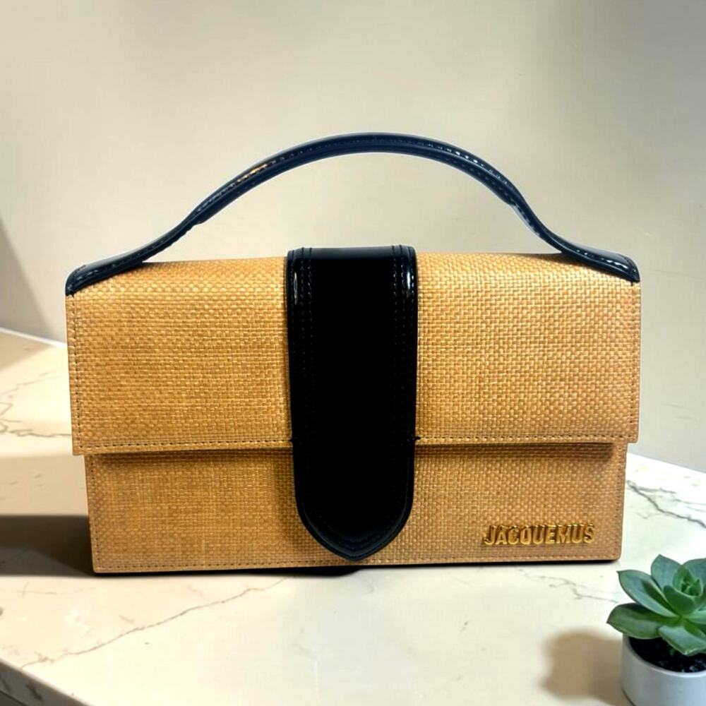 Jacquemus Le Grand Bambino Raffia/Black Leather Calfskin bag ~Dust Bag ~ New ~